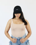 Model wearing the Bored Hat, close-up front view
