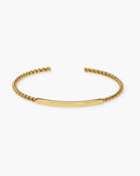 Cora Cuff, a beaded 18K Gold PVD open cuff bracelet with a smooth band.
