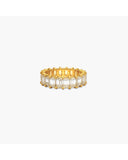 Gold-tone Liza eternity band with a continuous row of clear rectangular emerald-cut stones on a white background.