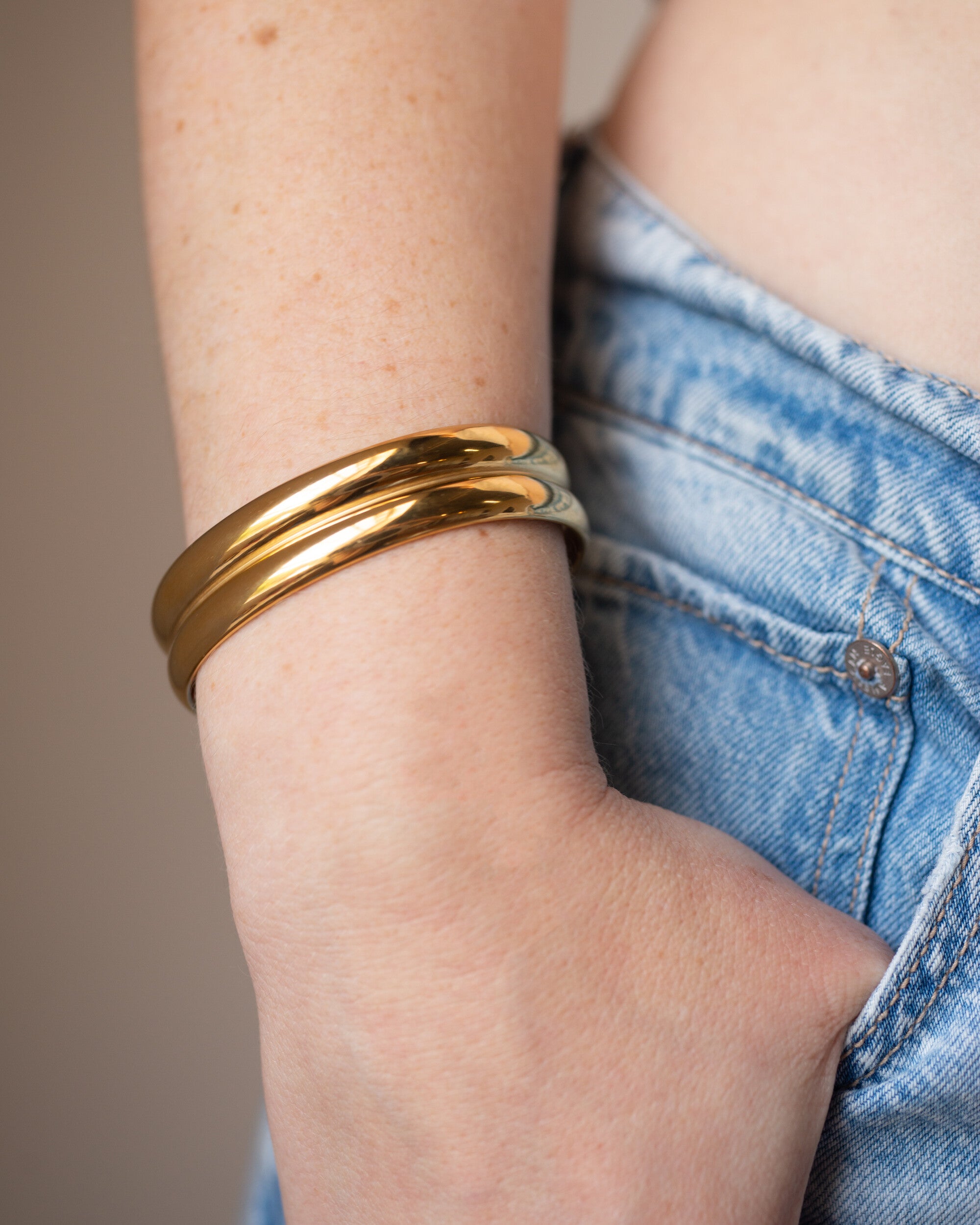 Madi Cuff worn on the wrist, hover view.