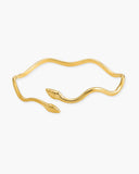 Medusa Cuff, a snake-motif 18K Gold PVD open cuff bracelet.