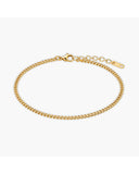 Penelope Bracelet, an 18K Gold PVD box chain bracelet with a clasp closure.