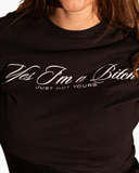 Black cropped tee reading Yes I’m a Bitch — Just Not Yours.