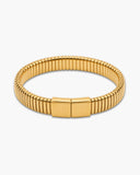 Zora Cuff, a bold sculptural 18K Gold PVD open cuff bracelet.